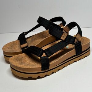 Reef Black Tan Women's Cushion Rem Hi Platform Sandals Shoes Womens 8.5